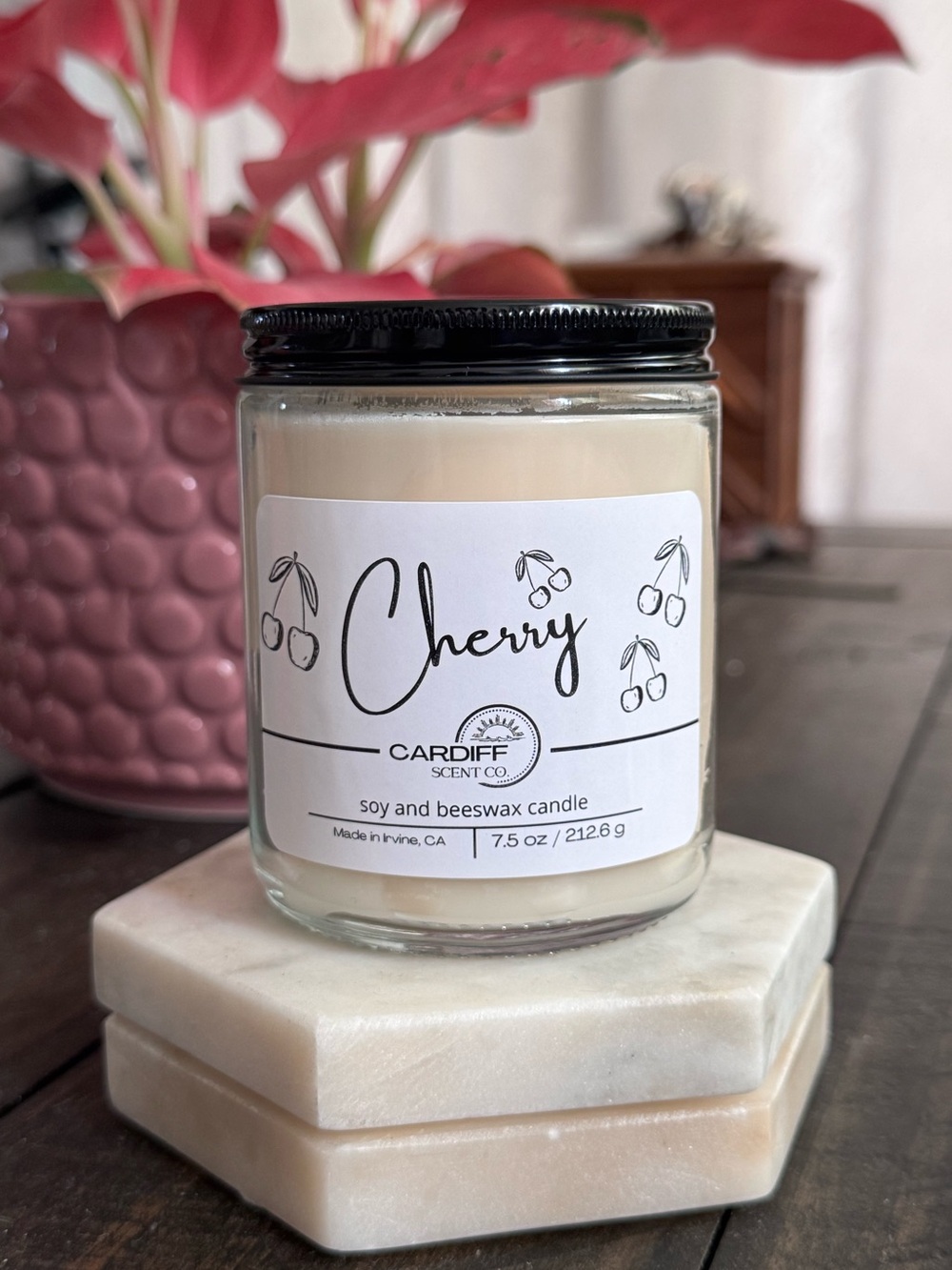 Cherry Scented Soy & Beeswax Candle